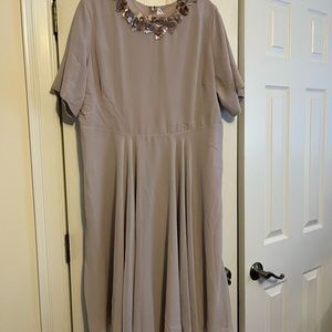 ASOS Design- Curve Crop Top Embellished Neckline MIDI Dress in Dusty Purple